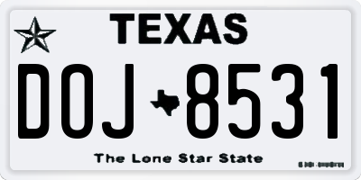 TX license plate DOJ8531