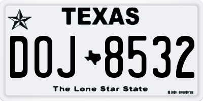 TX license plate DOJ8532