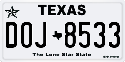 TX license plate DOJ8533