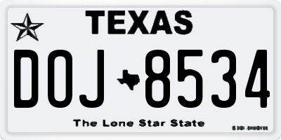 TX license plate DOJ8534