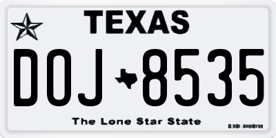 TX license plate DOJ8535