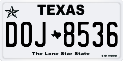 TX license plate DOJ8536