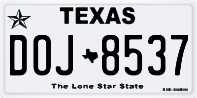 TX license plate DOJ8537