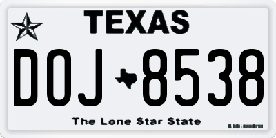 TX license plate DOJ8538