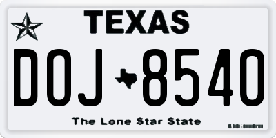 TX license plate DOJ8540