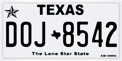 TX license plate DOJ8542