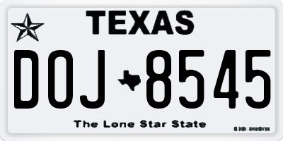 TX license plate DOJ8545
