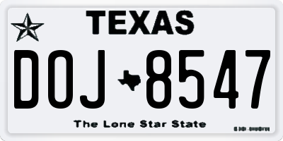 TX license plate DOJ8547