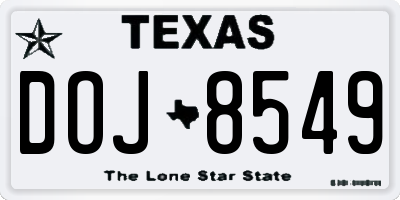 TX license plate DOJ8549
