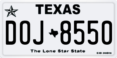 TX license plate DOJ8550