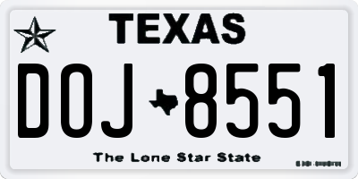 TX license plate DOJ8551