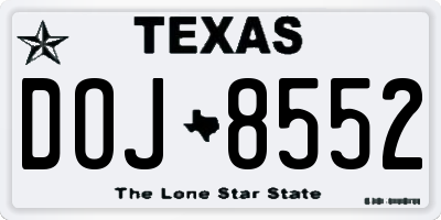 TX license plate DOJ8552