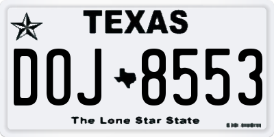 TX license plate DOJ8553