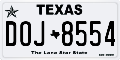 TX license plate DOJ8554