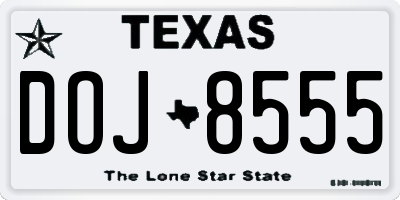 TX license plate DOJ8555