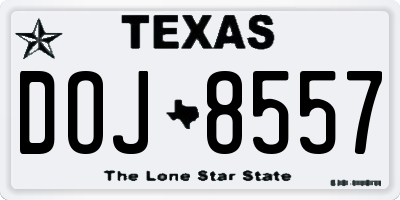 TX license plate DOJ8557