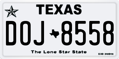 TX license plate DOJ8558