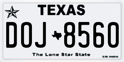 TX license plate DOJ8560
