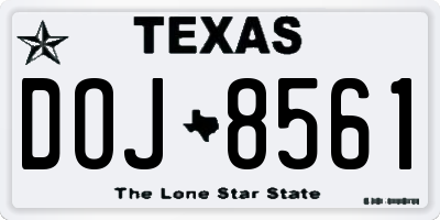 TX license plate DOJ8561