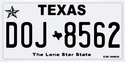 TX license plate DOJ8562