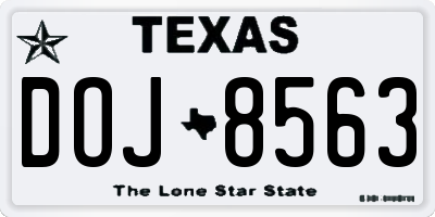 TX license plate DOJ8563