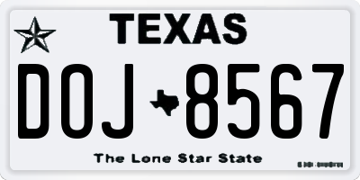TX license plate DOJ8567