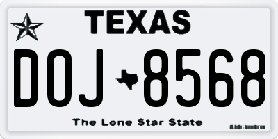 TX license plate DOJ8568