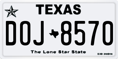 TX license plate DOJ8570