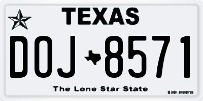 TX license plate DOJ8571