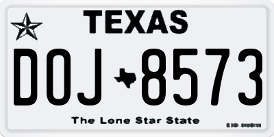 TX license plate DOJ8573