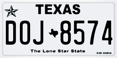 TX license plate DOJ8574