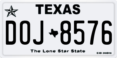 TX license plate DOJ8576