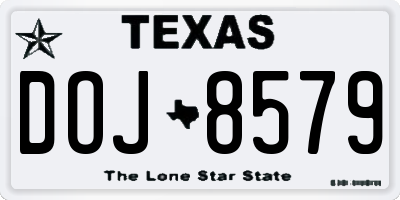 TX license plate DOJ8579