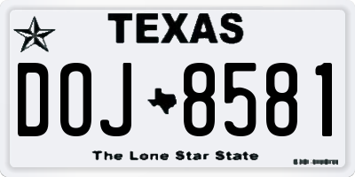TX license plate DOJ8581