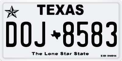 TX license plate DOJ8583
