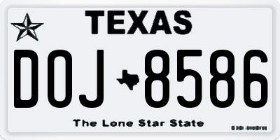 TX license plate DOJ8586