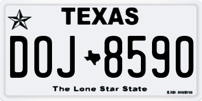 TX license plate DOJ8590