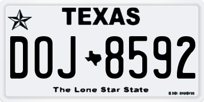 TX license plate DOJ8592