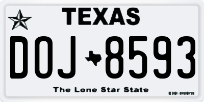 TX license plate DOJ8593