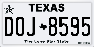 TX license plate DOJ8595