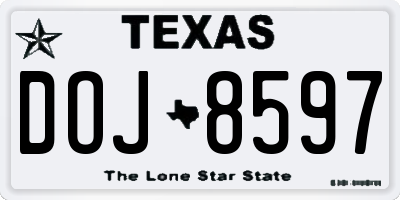 TX license plate DOJ8597