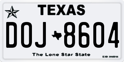 TX license plate DOJ8604