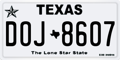 TX license plate DOJ8607