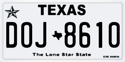 TX license plate DOJ8610
