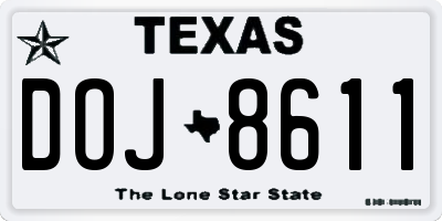 TX license plate DOJ8611