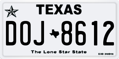 TX license plate DOJ8612
