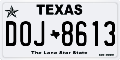 TX license plate DOJ8613