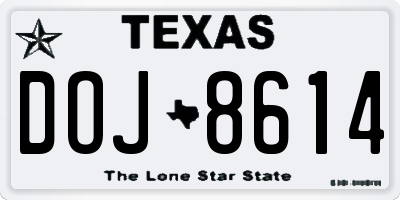 TX license plate DOJ8614