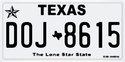 TX license plate DOJ8615