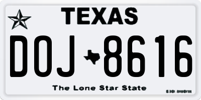 TX license plate DOJ8616